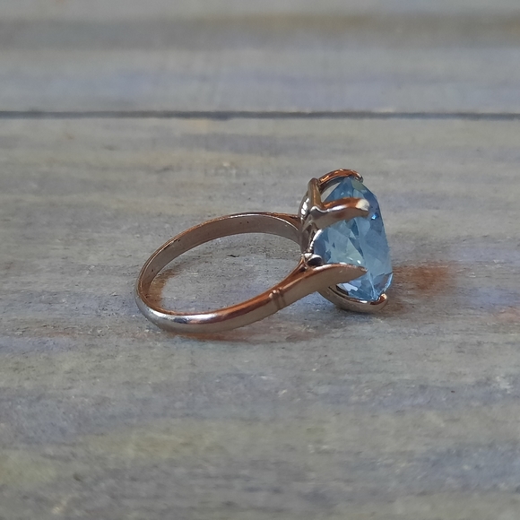 Vintage 18K White Gold Custom Made Aquamarine Ring 7.0 Carats - Picture 4 of 16